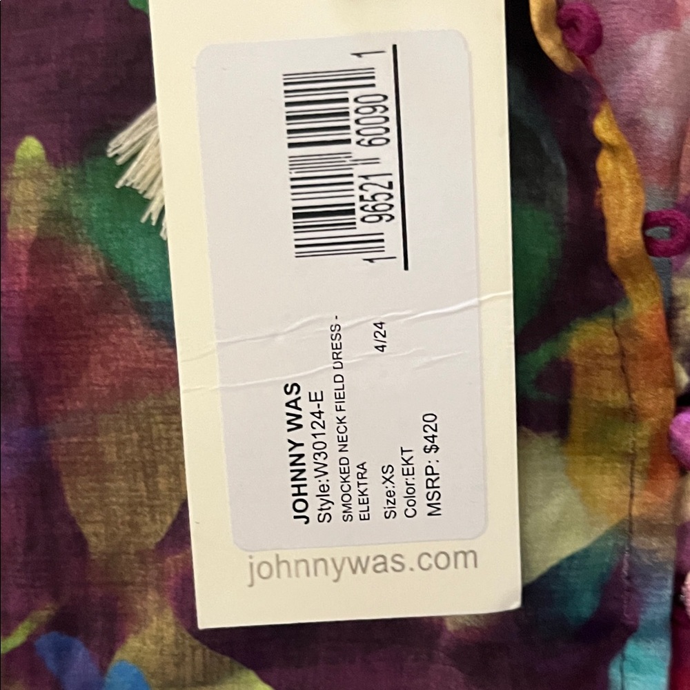 New Johnny Was 100% Silk SMOCKED NECK FIELD DRESS - Picture 14 of 16